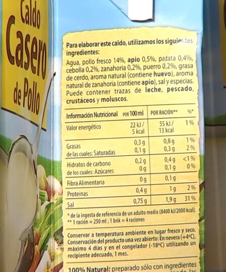 etiquetas de alimentos