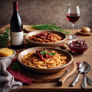 espaguetti con vino